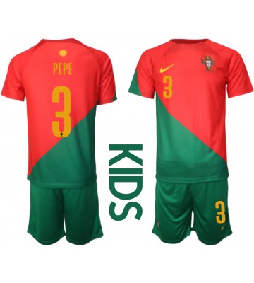 Portugal Pepe #3 Hjemmedraktsett Barn VM 2022 Kortermet (+ Korte bukser)